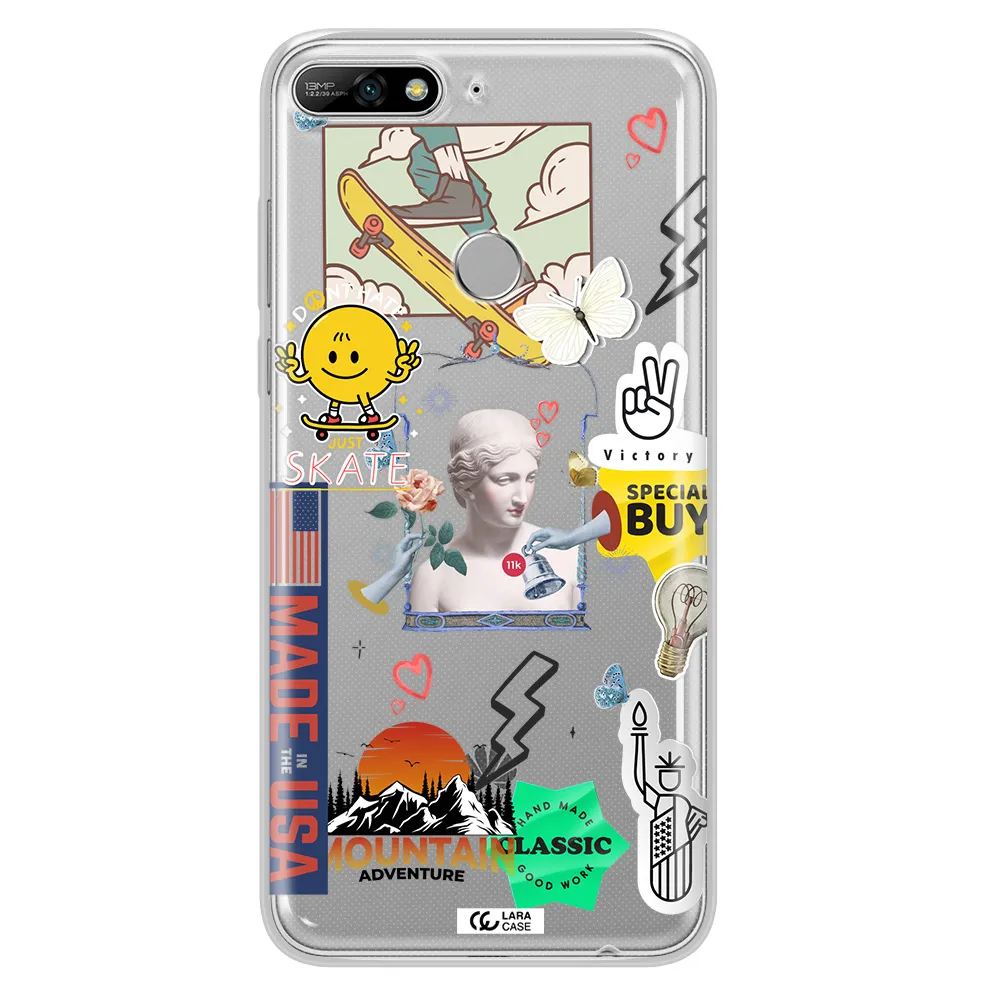 Usa Symbols Huawei Y7 2018 Clear TPU Case