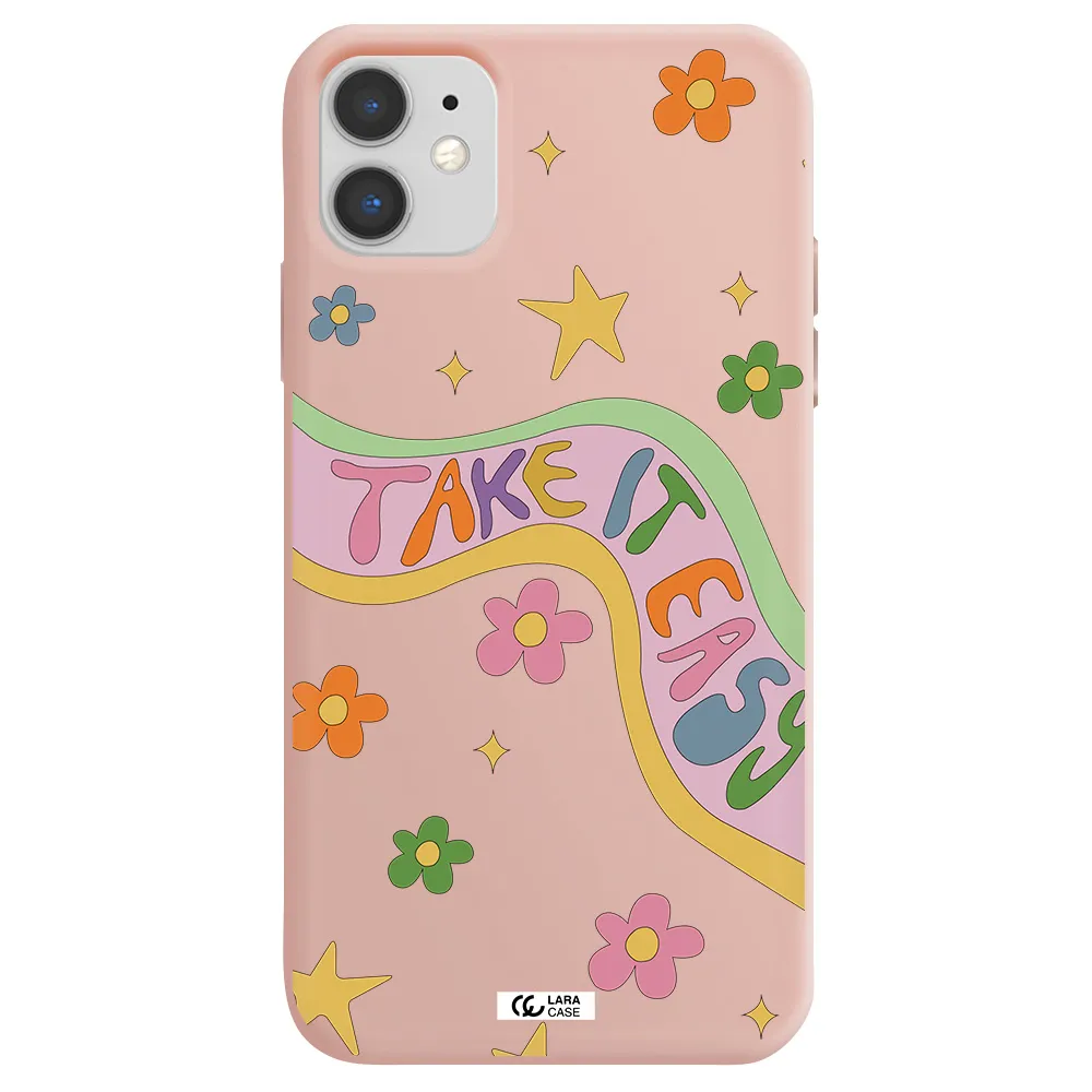 Take It Easy Apple iPhone 11 Silicone pastel pink Case