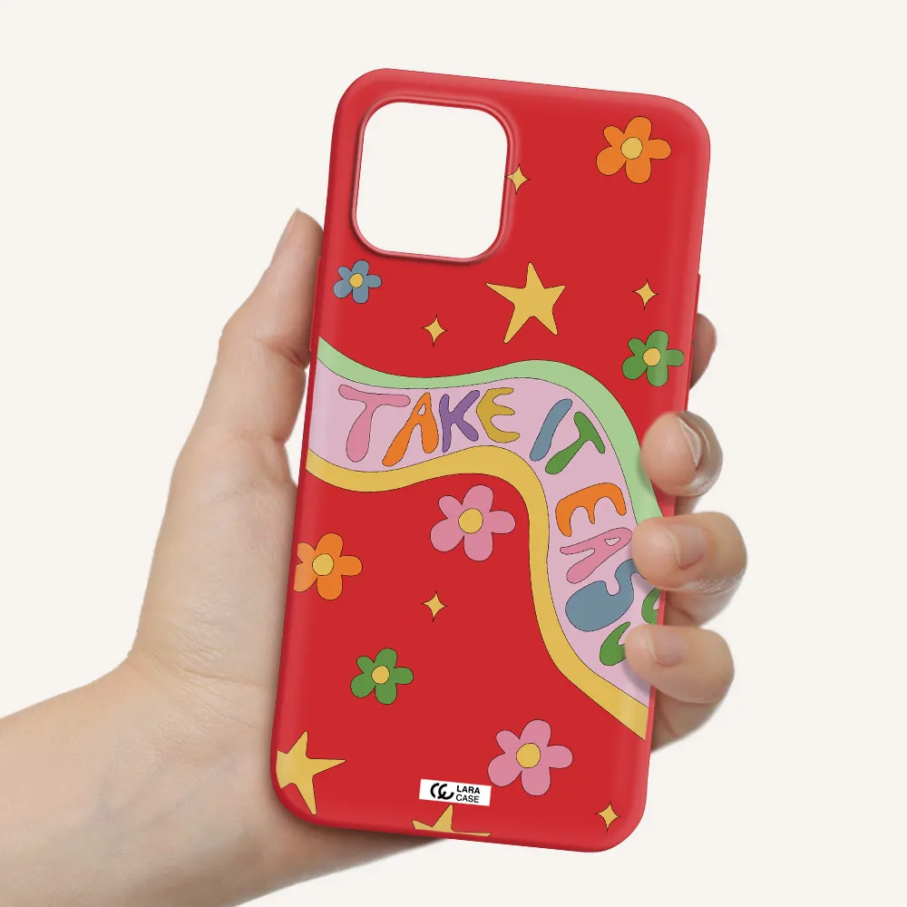 Take It Easy Apple iPhone 12 Silicone Imperial Red Case