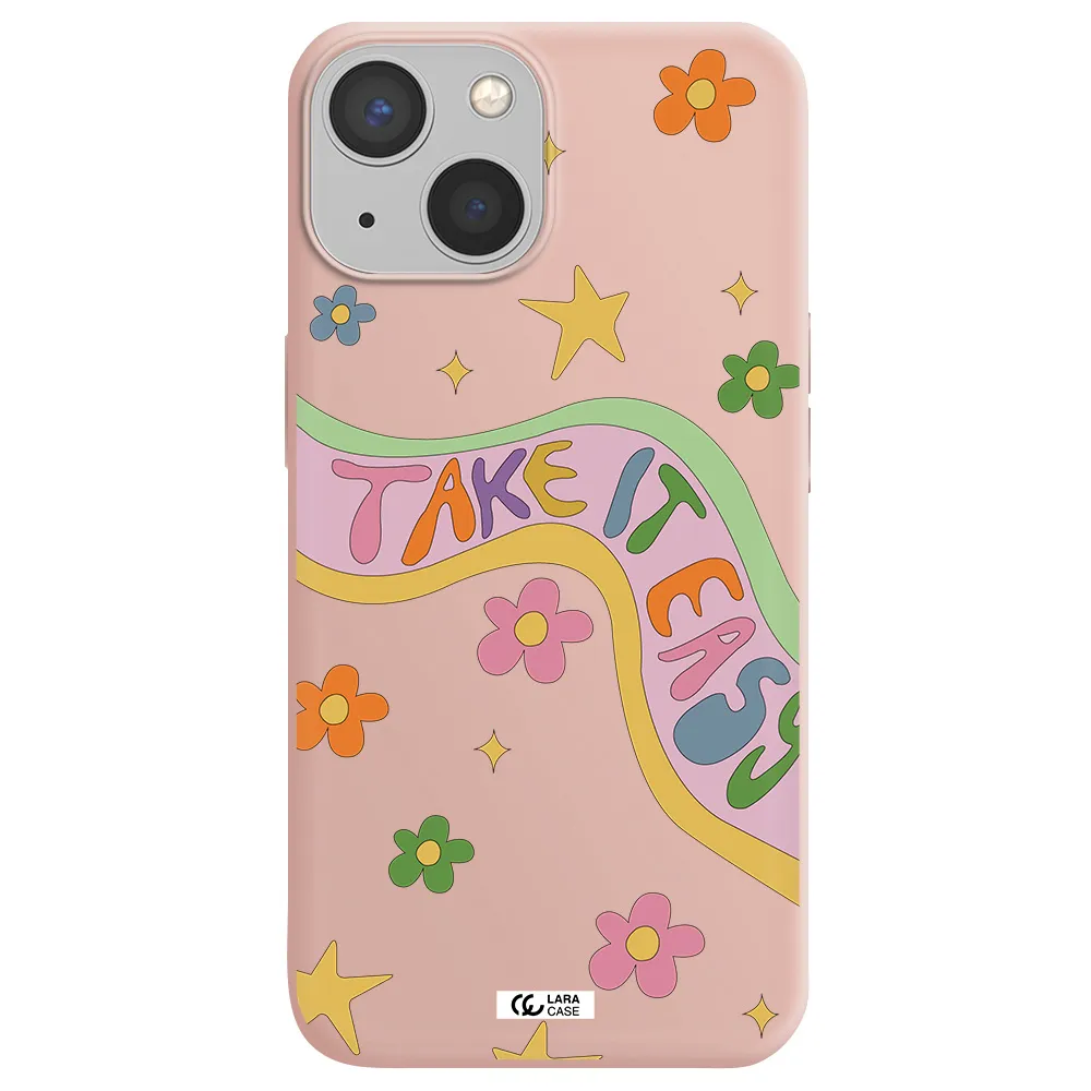 Take It Easy Apple iPhone 13 Silicone pastel pink Case