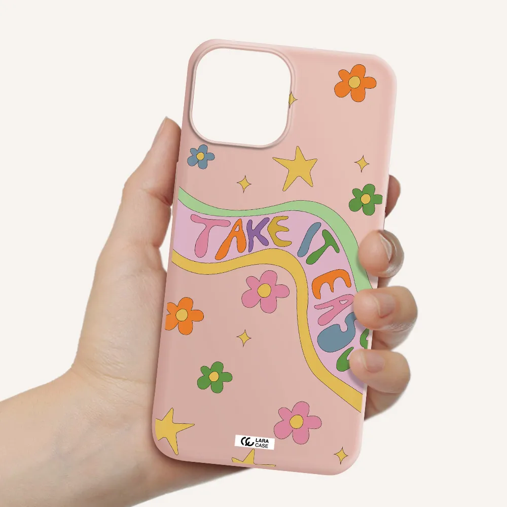 Take It Easy Apple iPhone 13 Silicone pastel pink Case