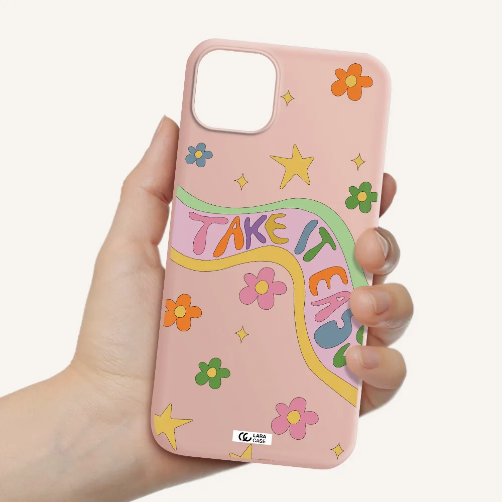 Take It Easy Apple iPhone 14 plus Silicone pastel pink Case