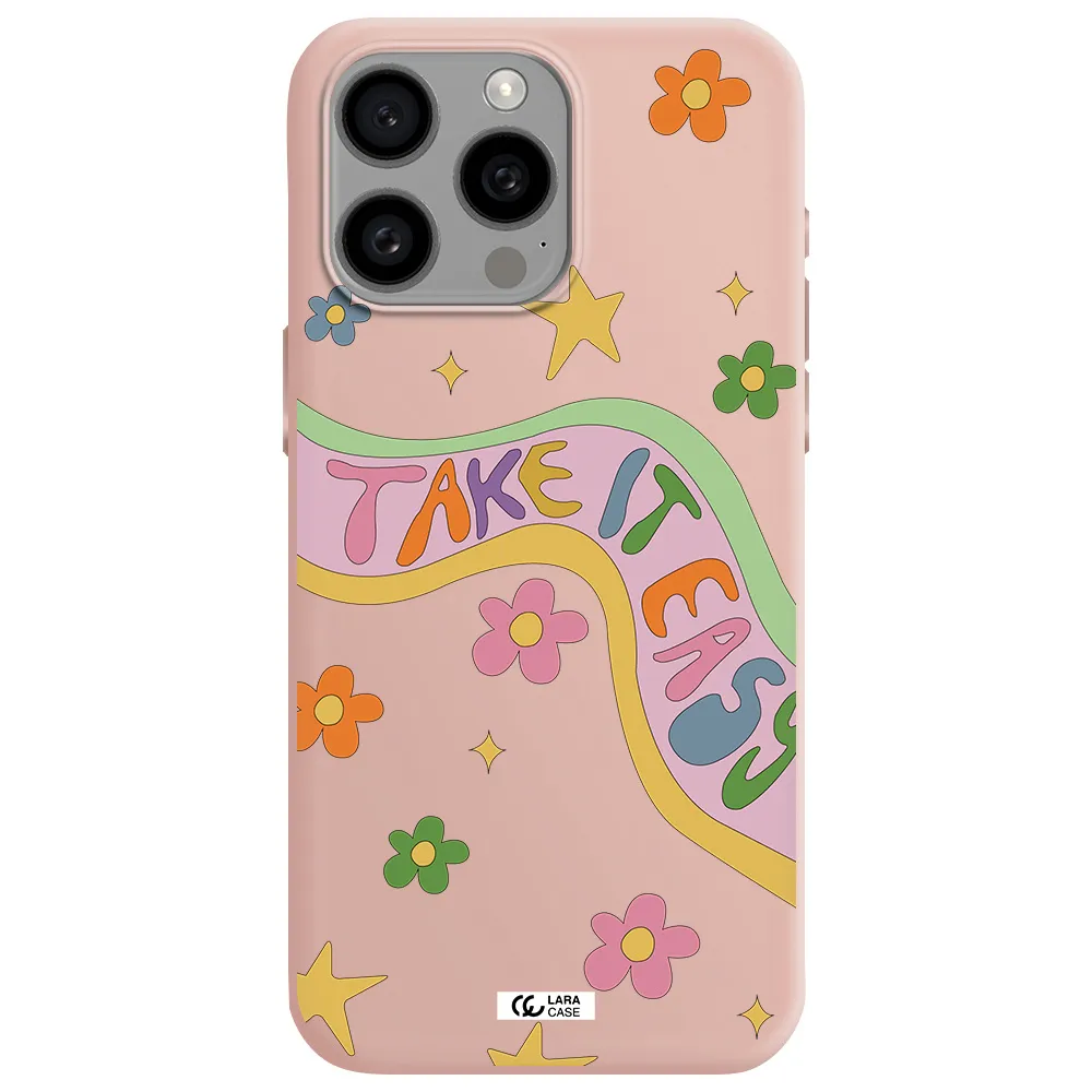Take It Easy Apple Iphone 15 Pro max Silicone pastel pink Case