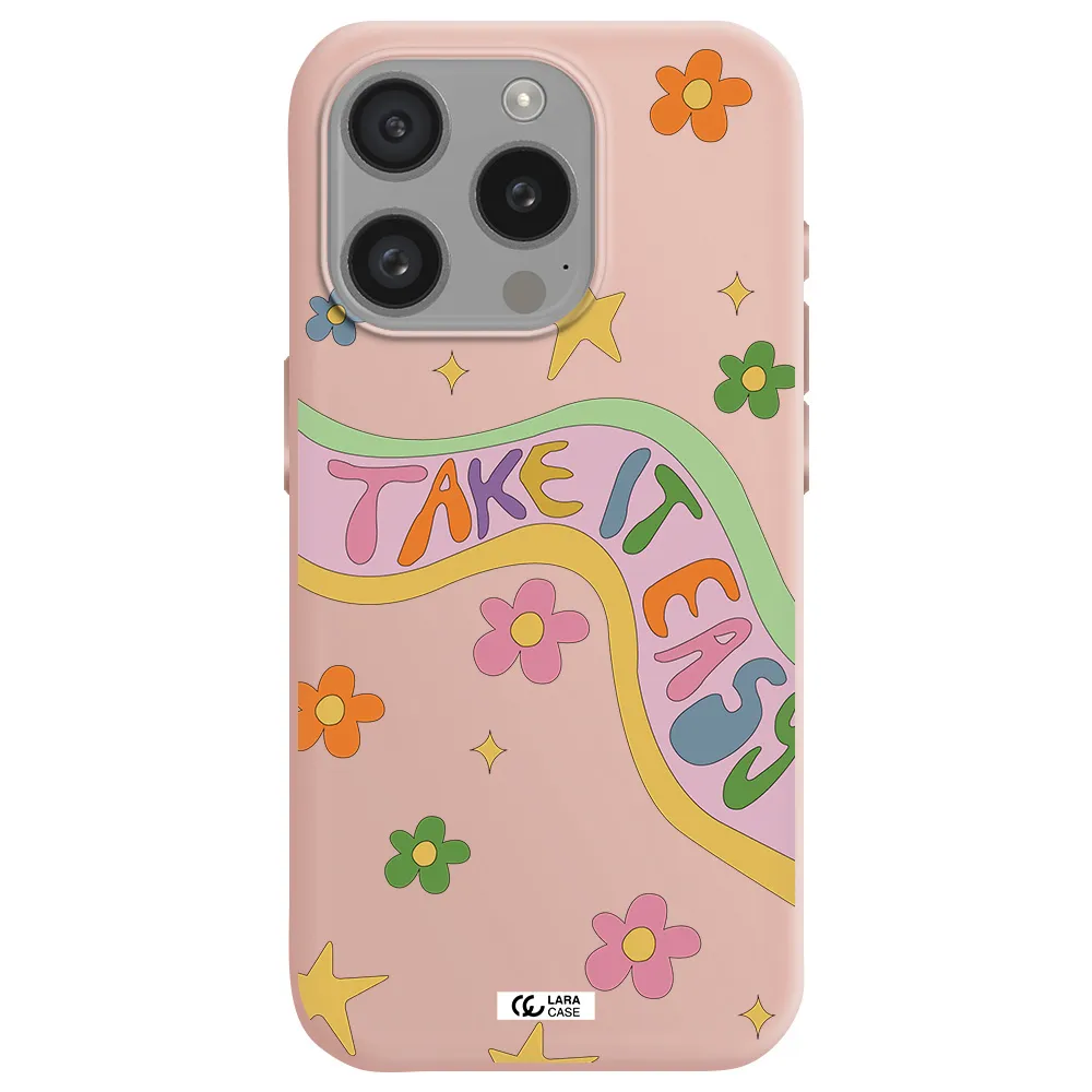 Take It Easy Apple Iphone 15 Pro Silicone Pastel Pink Case