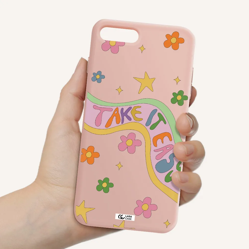 Take It Easy Apple iPhone 8 plus Silicone pastel pink Case