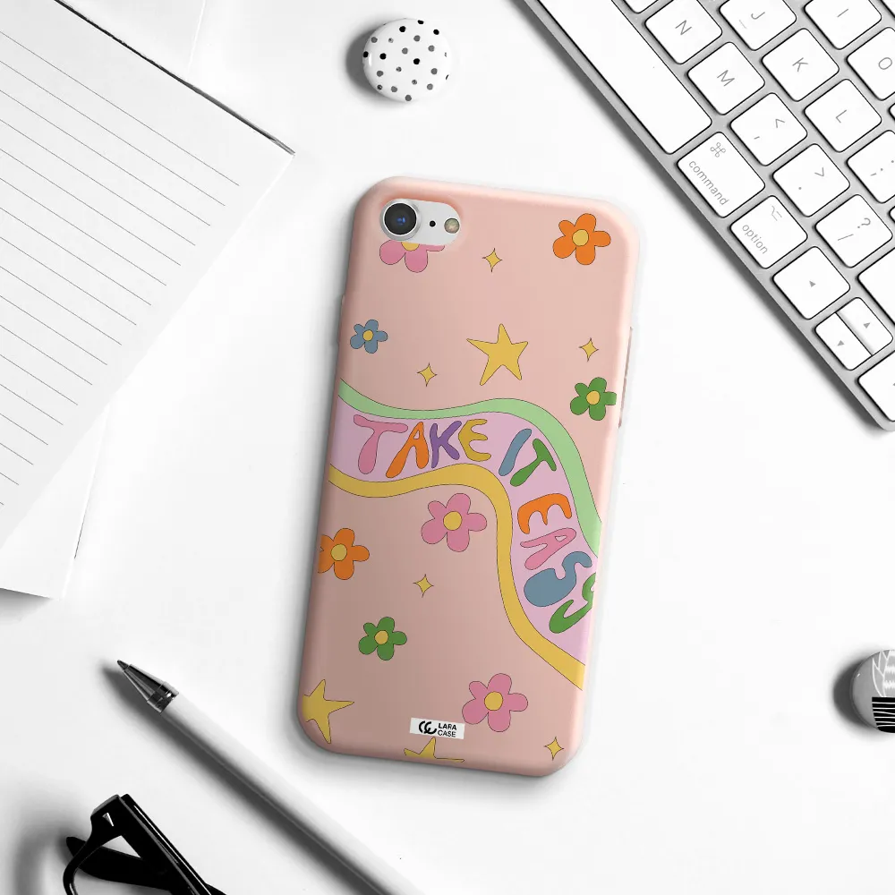 Take It Easy Apple iPhone 8 Silicone pastel pink Case