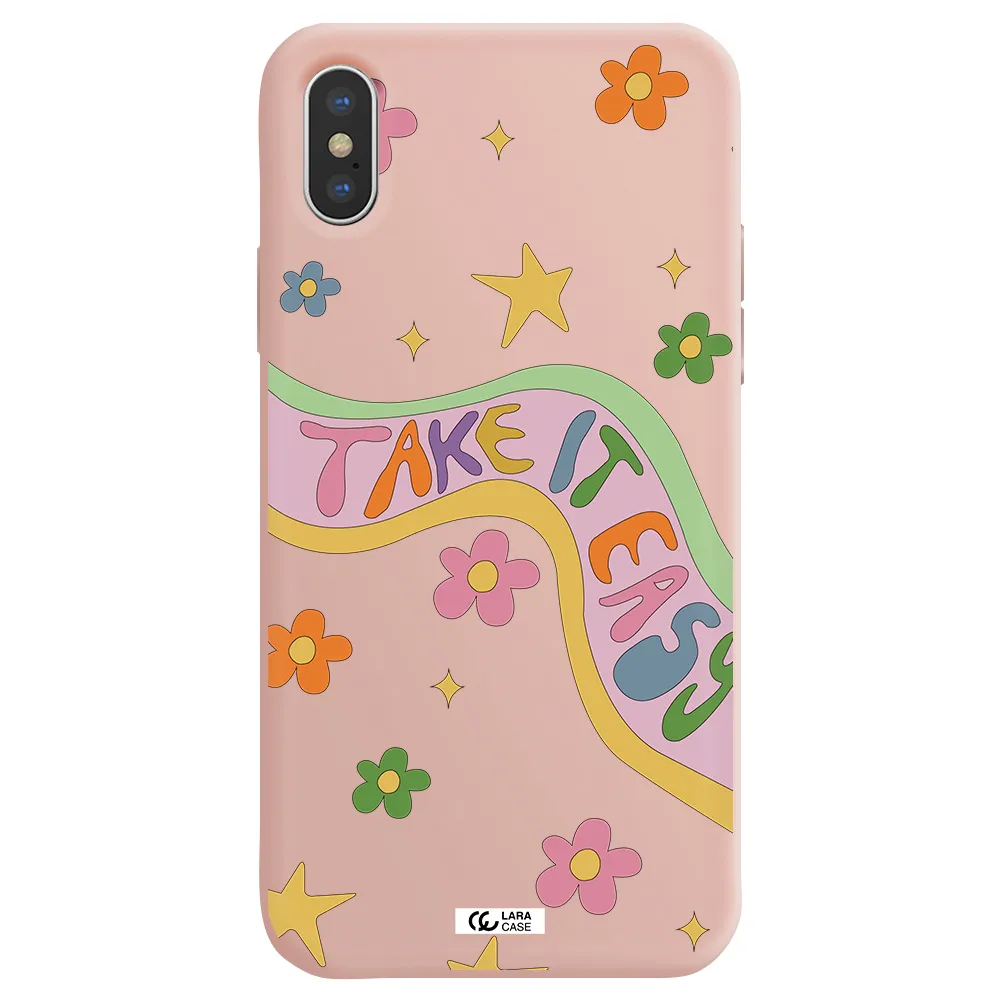 Take It Easy Apple iPhone X Silicone pastel pink Case