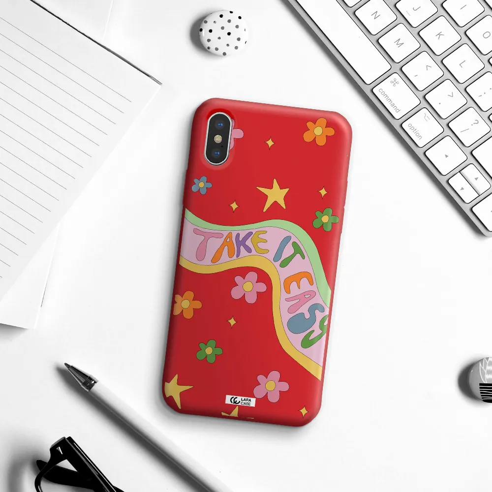 Take It Easy Apple iPhone XS Silicone Imperial Red Case