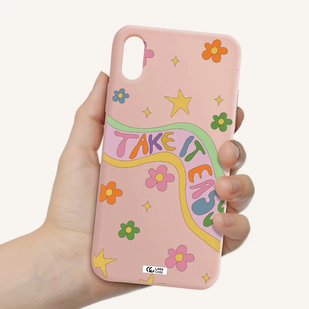 Take It Easy Apple iPhone XS Silicone pastel pink Case