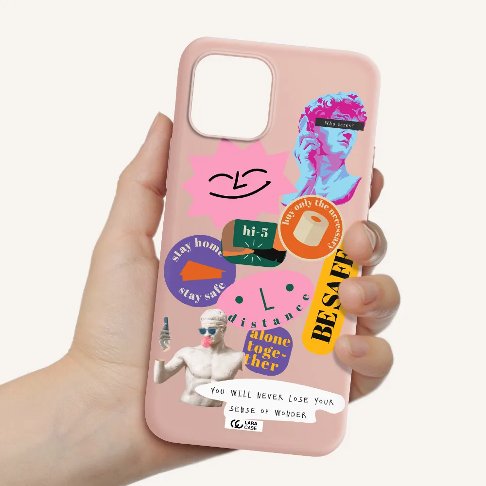 Be Safe Apple iPhone 12 Silicone pastel pink Case