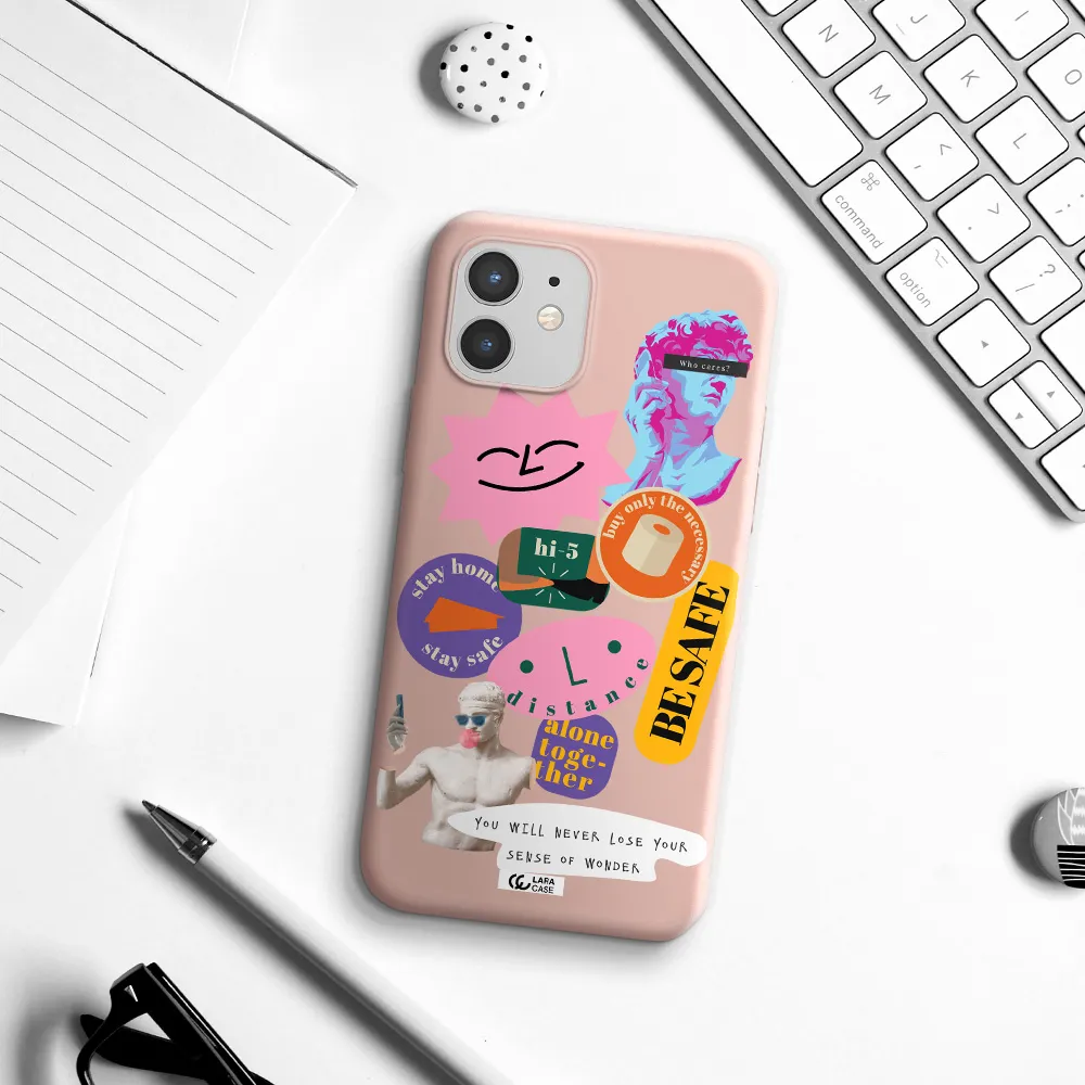 Be Safe Apple iPhone 12 Silicone pastel pink Case