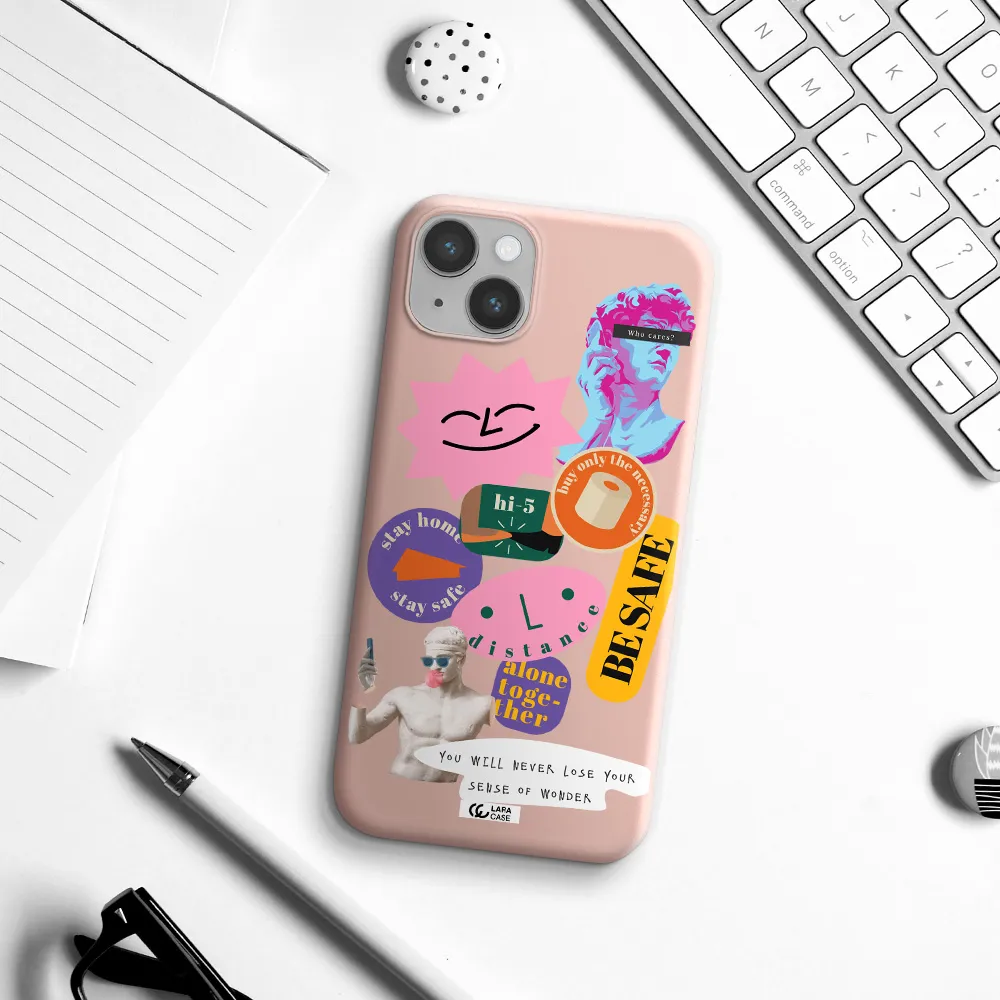 Be Safe Apple iPhone 14 plus Silicone pastel pink Case