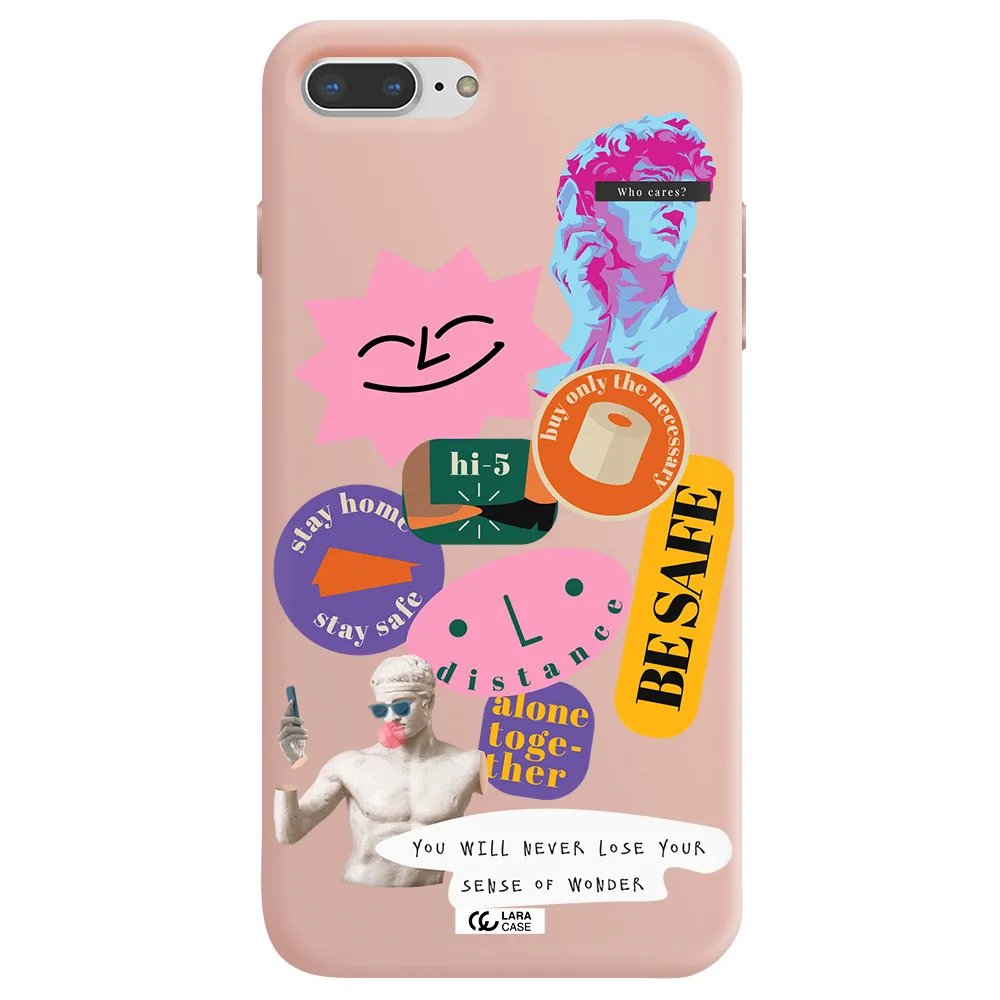 Be Safe Apple iPhone 7 plus Silicone pastel pink Case
