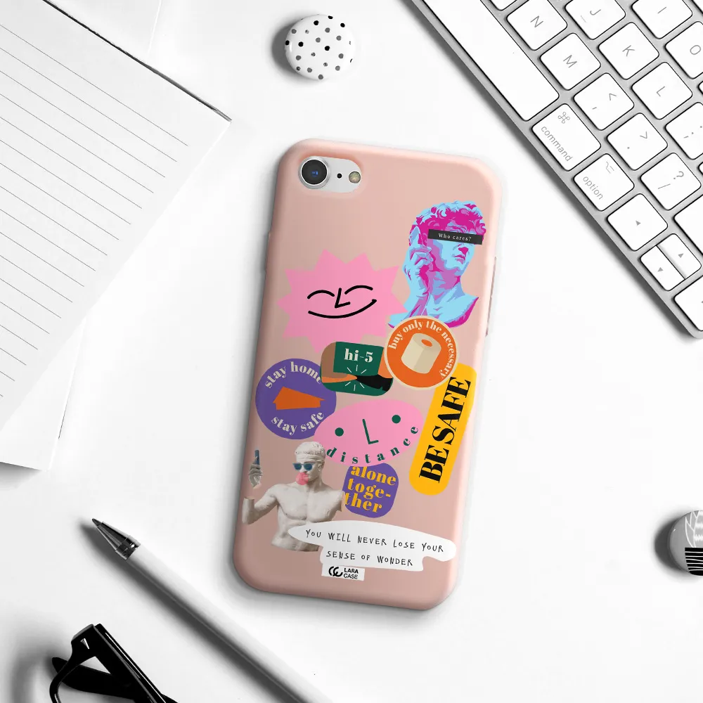 Be Safe Apple iPhone 7 Silicone pastel pink Case