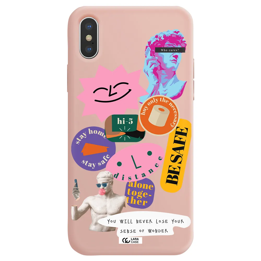Be Safe Apple iPhone X Silicone pastel pink Case