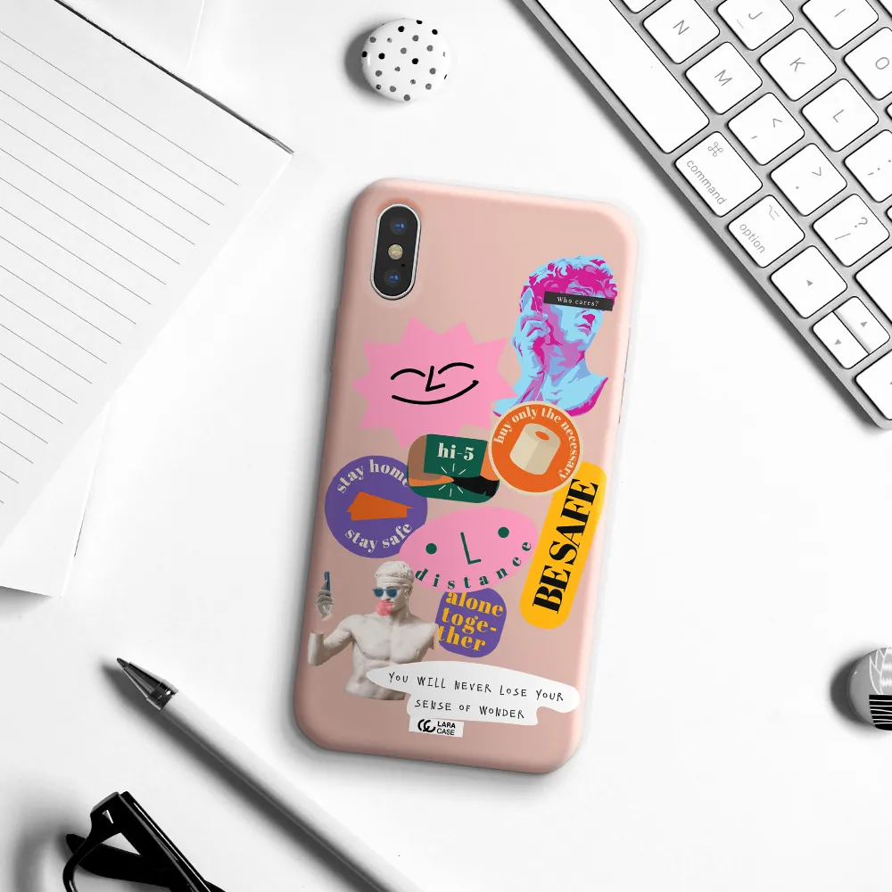 Be Safe Apple iPhone X Silicone pastel pink Case