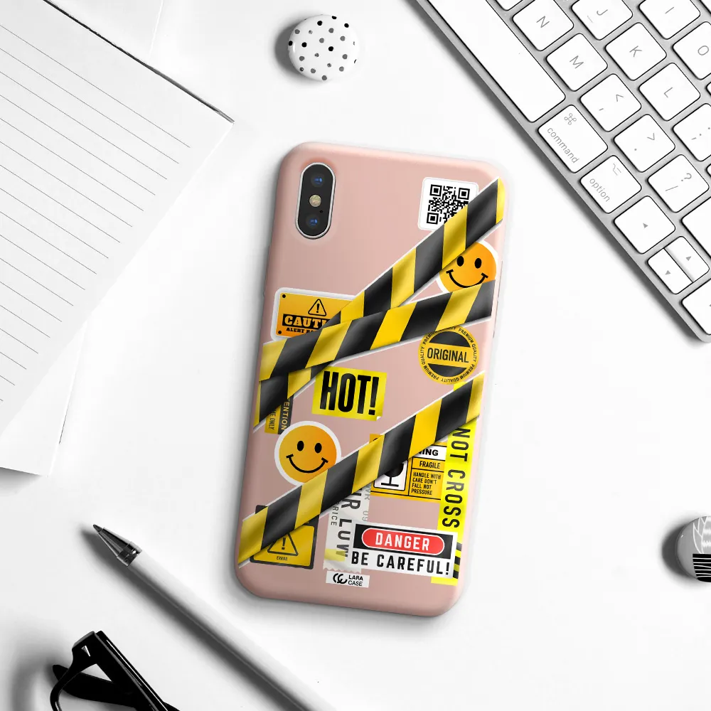 Be Careful Apple iPhone X Silicone pastel pink Case