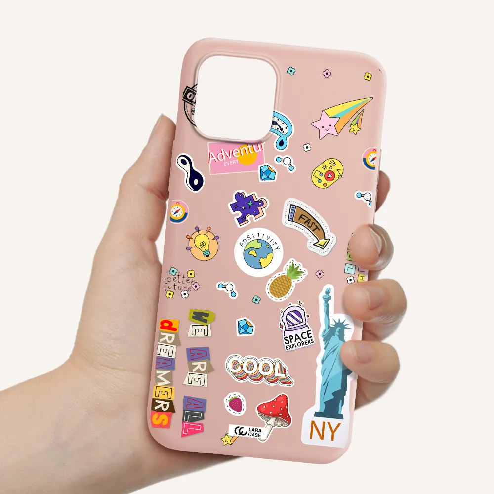 Stickers Apple iPhone 12 Silicone pastel pink Case