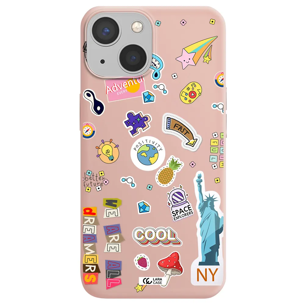 Stickers Apple iPhone 13 Silicone pastel pink Case