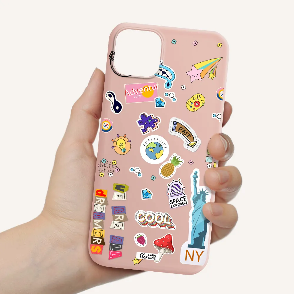 Stickers Apple iPhone 14 plus Silicone pastel pink Case