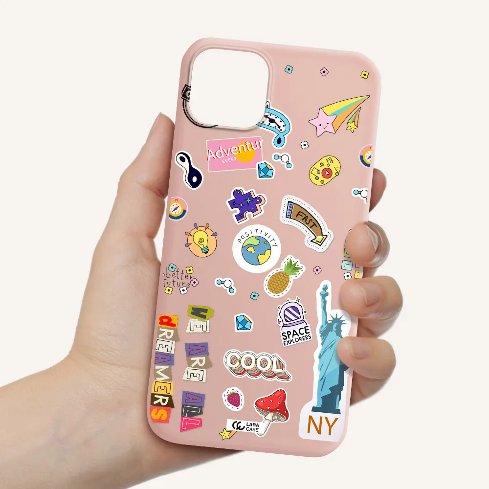 Stickers Apple iPhone 14 Silicone pastel pink Case