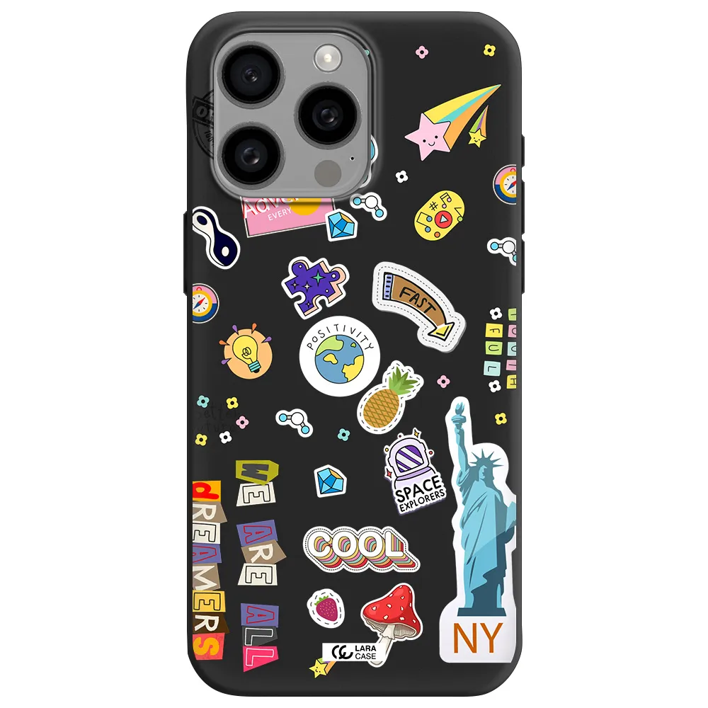 Stickers Apple Iphone 15 Pro max Silicone black Case