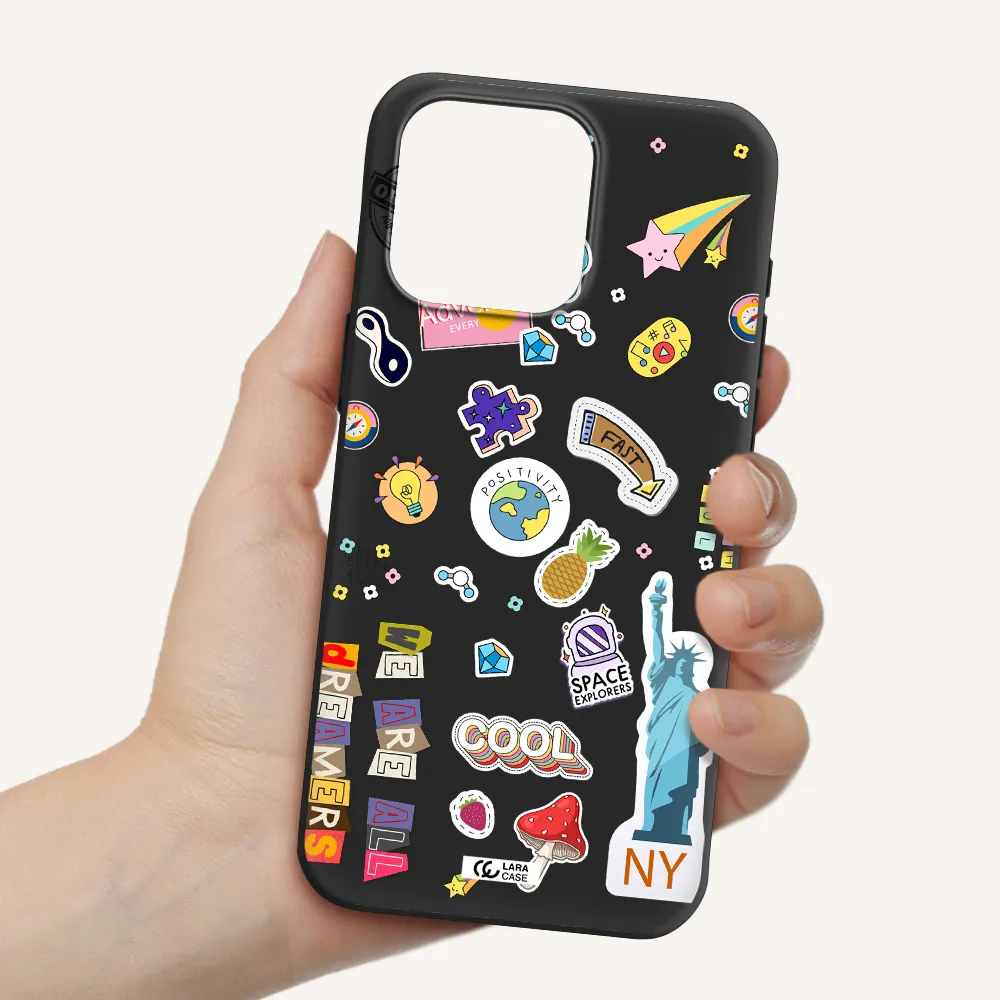 Stickers Apple Iphone 15 Pro max Silicone black Case