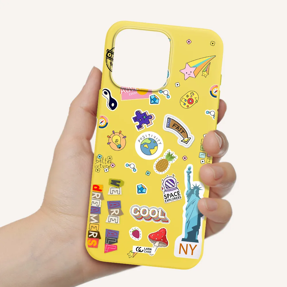 Stickers Apple Iphone 15 Pro max Silicone canary yellow Case