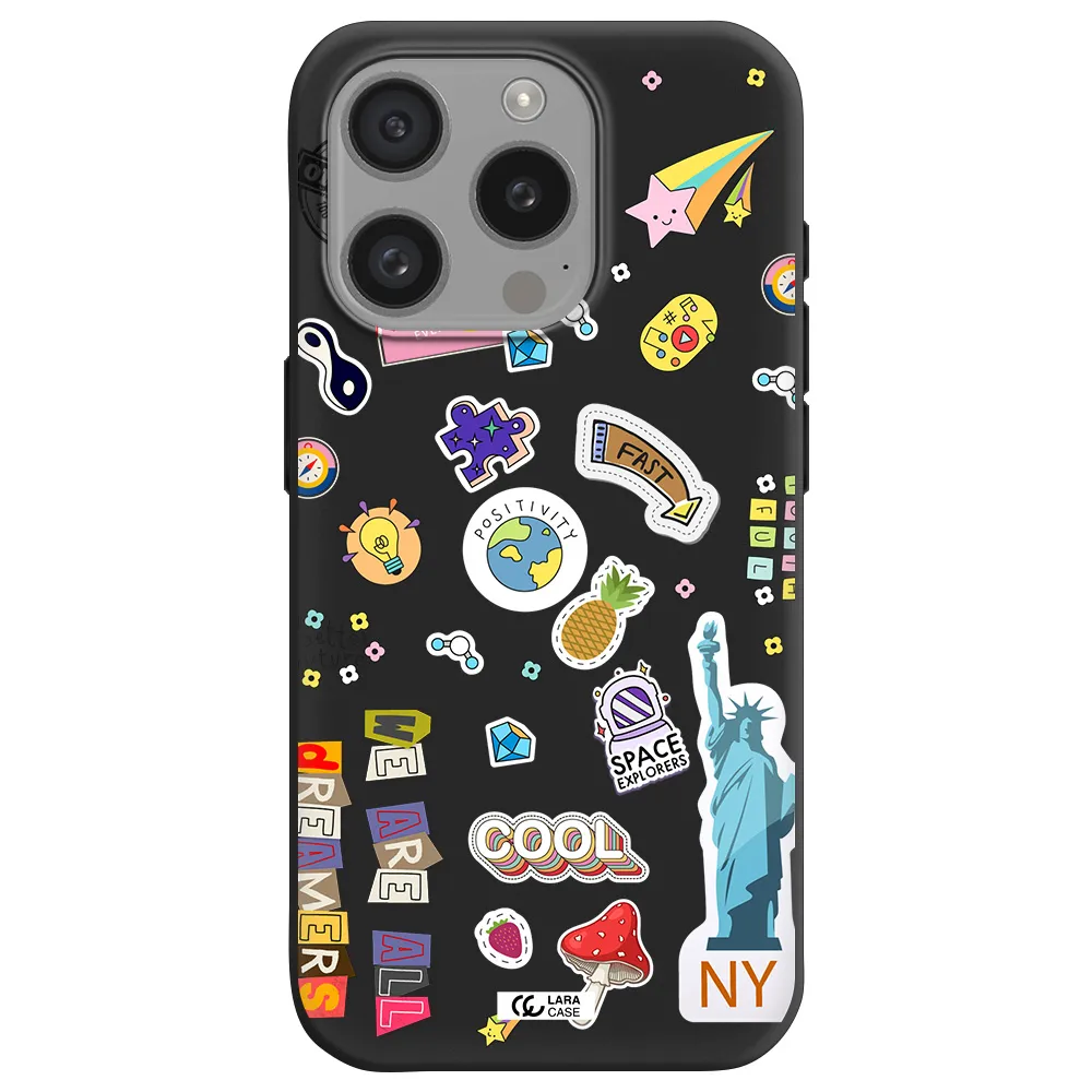 Stickers Apple Iphone 15 Pro Silicone Black Case