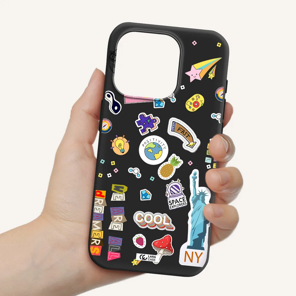 Stickers Apple Iphone 15 Pro Silicone Black Case