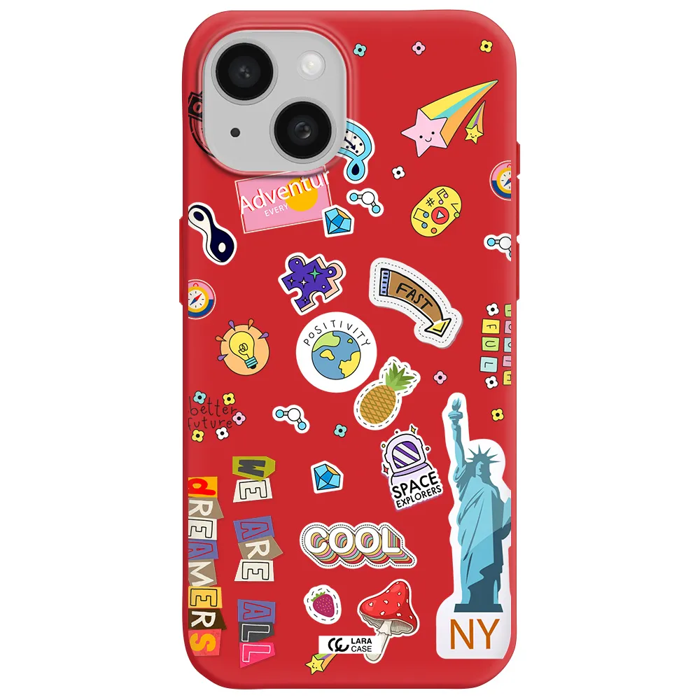 Stickers Apple Iphone 15 Silicone Imperial Red Case