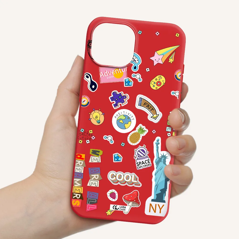 Stickers Apple Iphone 15 Silicone Imperial Red Case