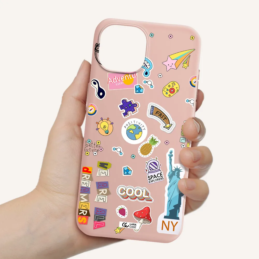 Stickers Apple Iphone 15 Silicone Pastel Pink Case