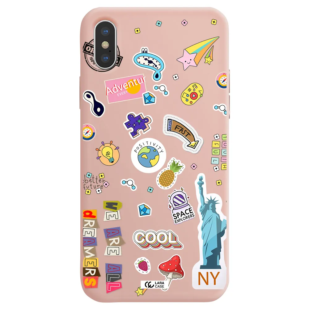 Stickers Apple iPhone X Silicone pastel pink Case
