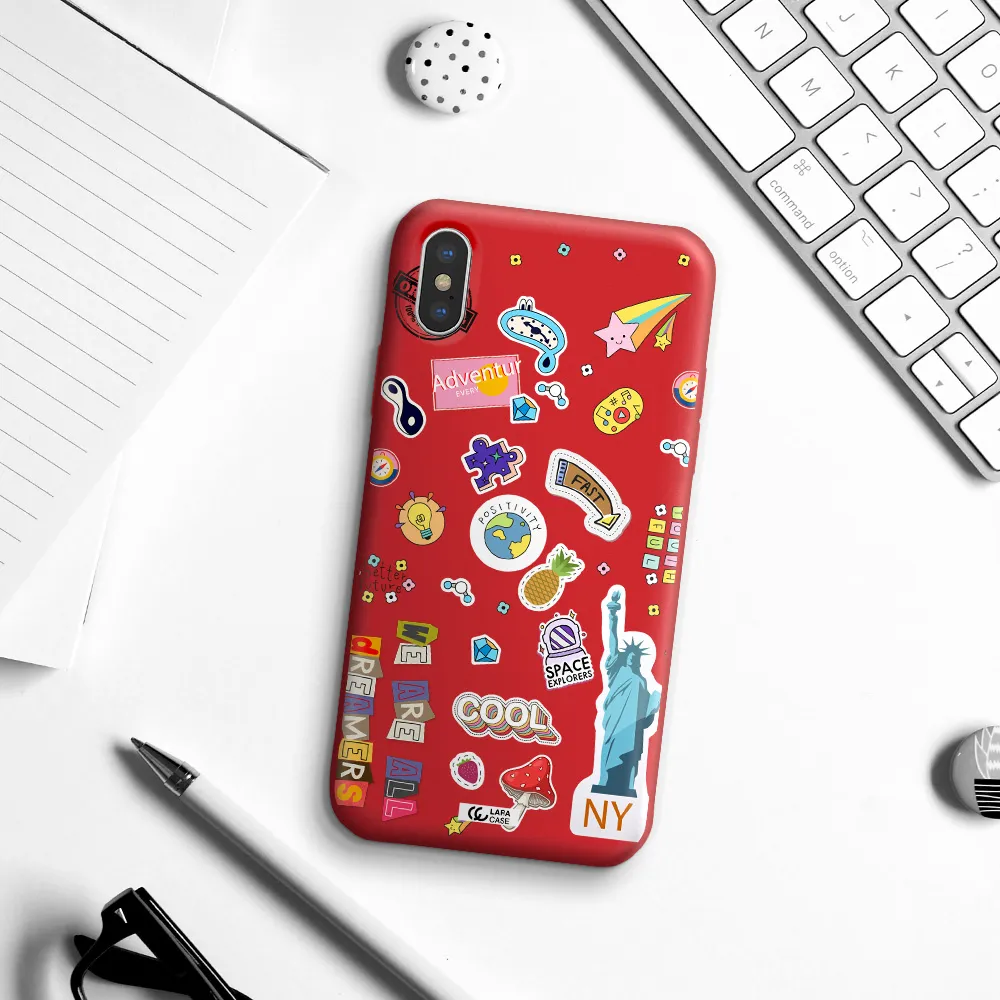 Stickers Apple iPhone XS Silicone Imperial Red Case