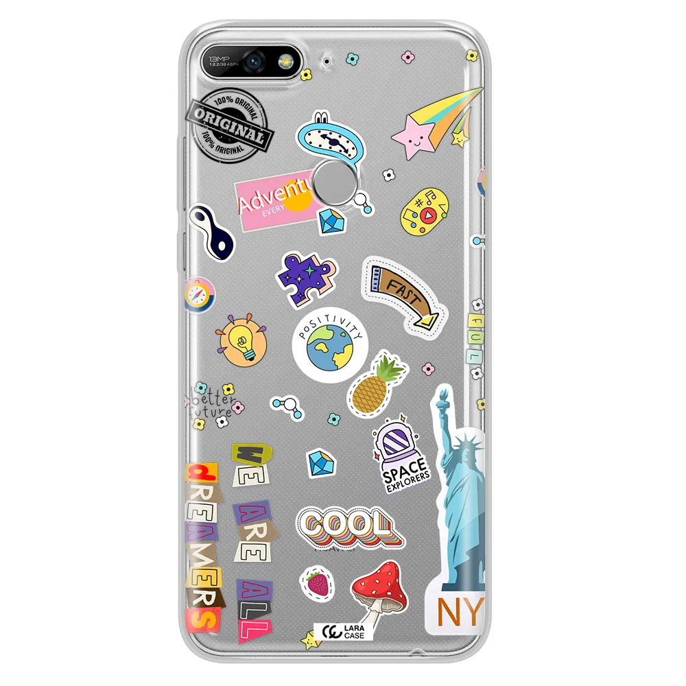 Stickers Huawei Y7 2018 Clear TPU Case