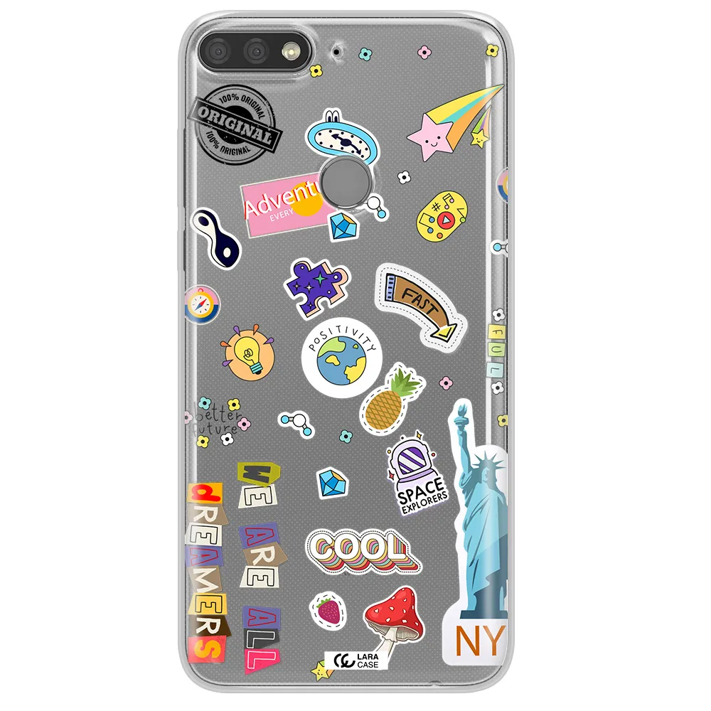 Stickers Huawei Y7 Prime 2018 Clear TPU Case