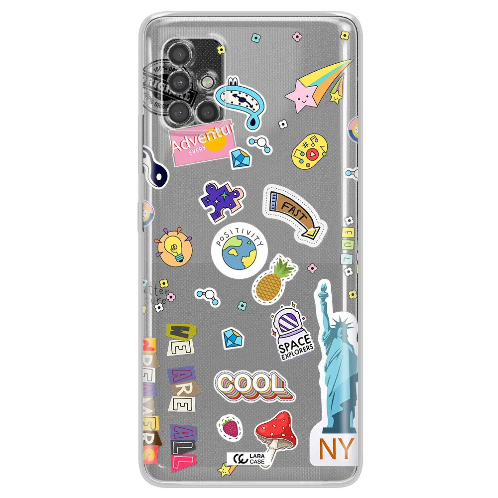 Stickers Samsung A40S Clear Tpu Case