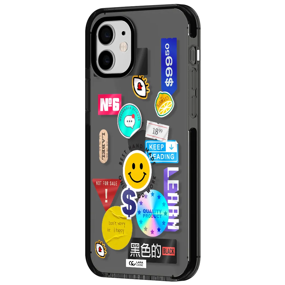 Happy Stıckers Apple iPhone 11 impact Smoke Black Case