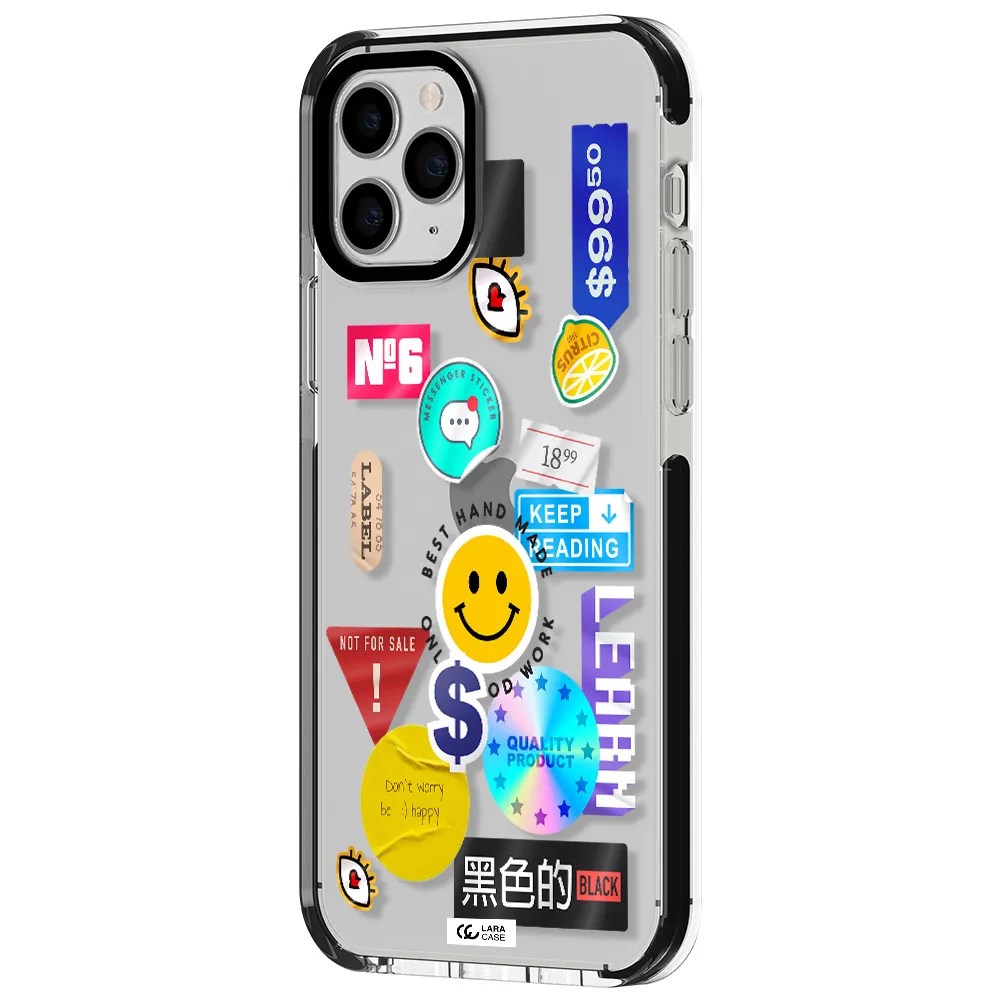 Happy Stıckers Apple iPhone 11 pro impact black border Case