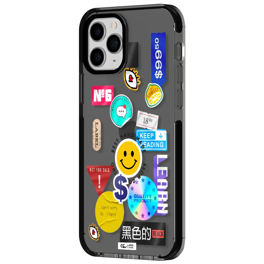 Happy Stıckers Apple iPhone 11 pro impact Smoke Black Case