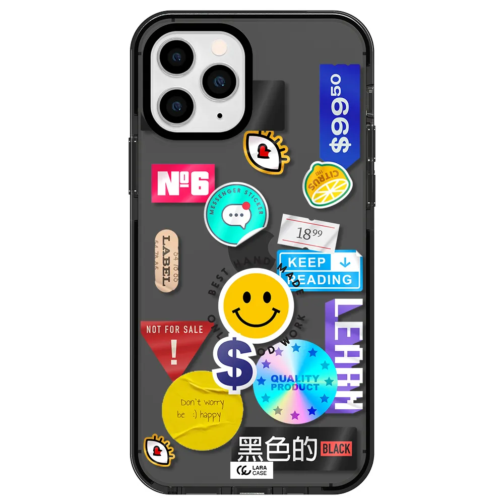 Happy Stıckers Apple iPhone 11 pro max impact Smoke Black Case