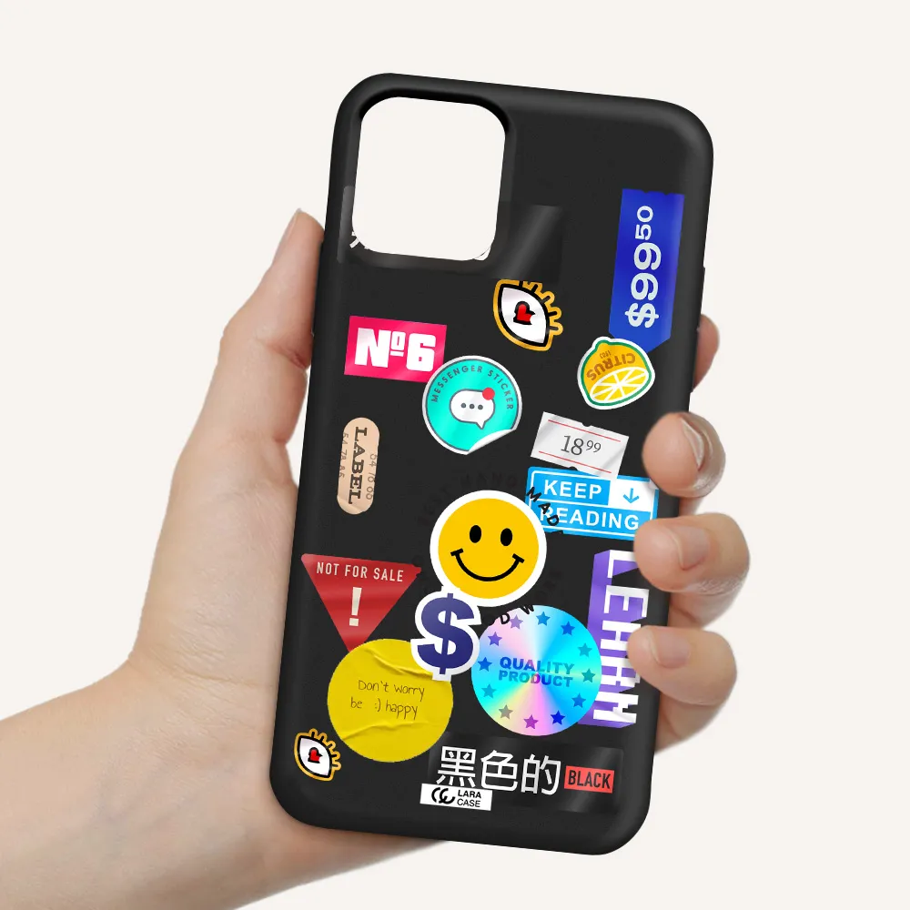 Happy Stıckers Apple iPhone 11 pro max Silicone black Case