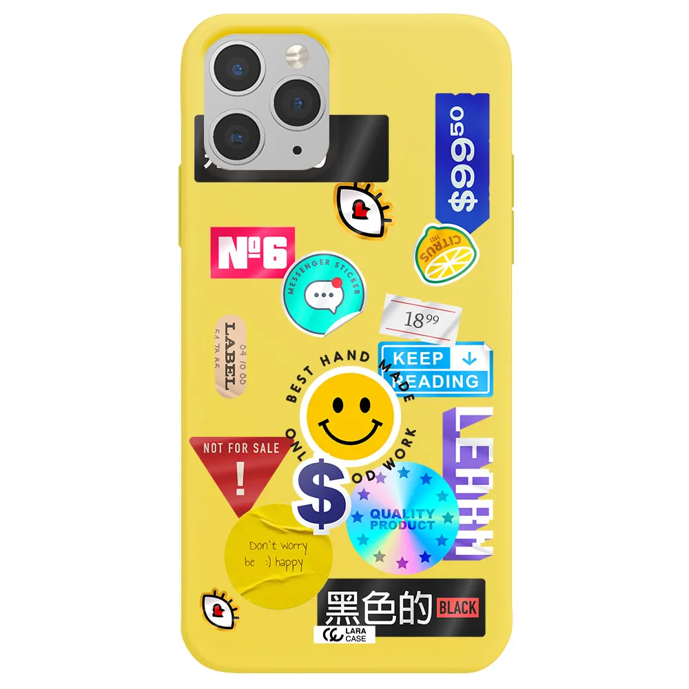 Happy Stıckers Apple iPhone 11 pro max Silicone canary yellow Case