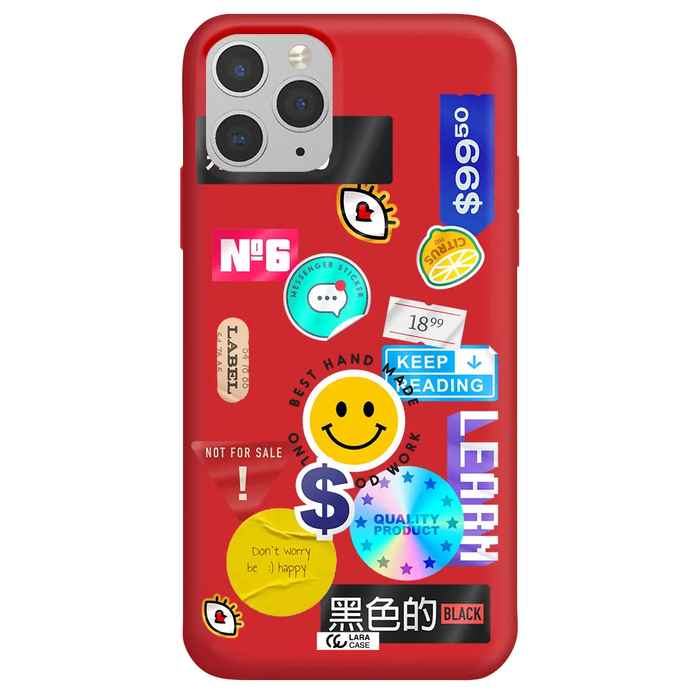 Happy Stıckers Apple iPhone 11 pro max Silicone Imperial Red Case
