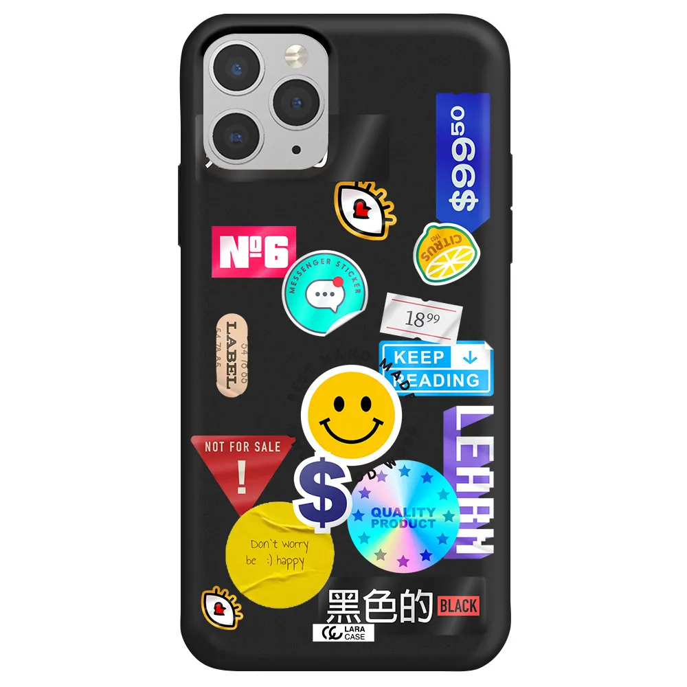 Happy Stıckers Apple iPhone 11 pro Silicone black Case