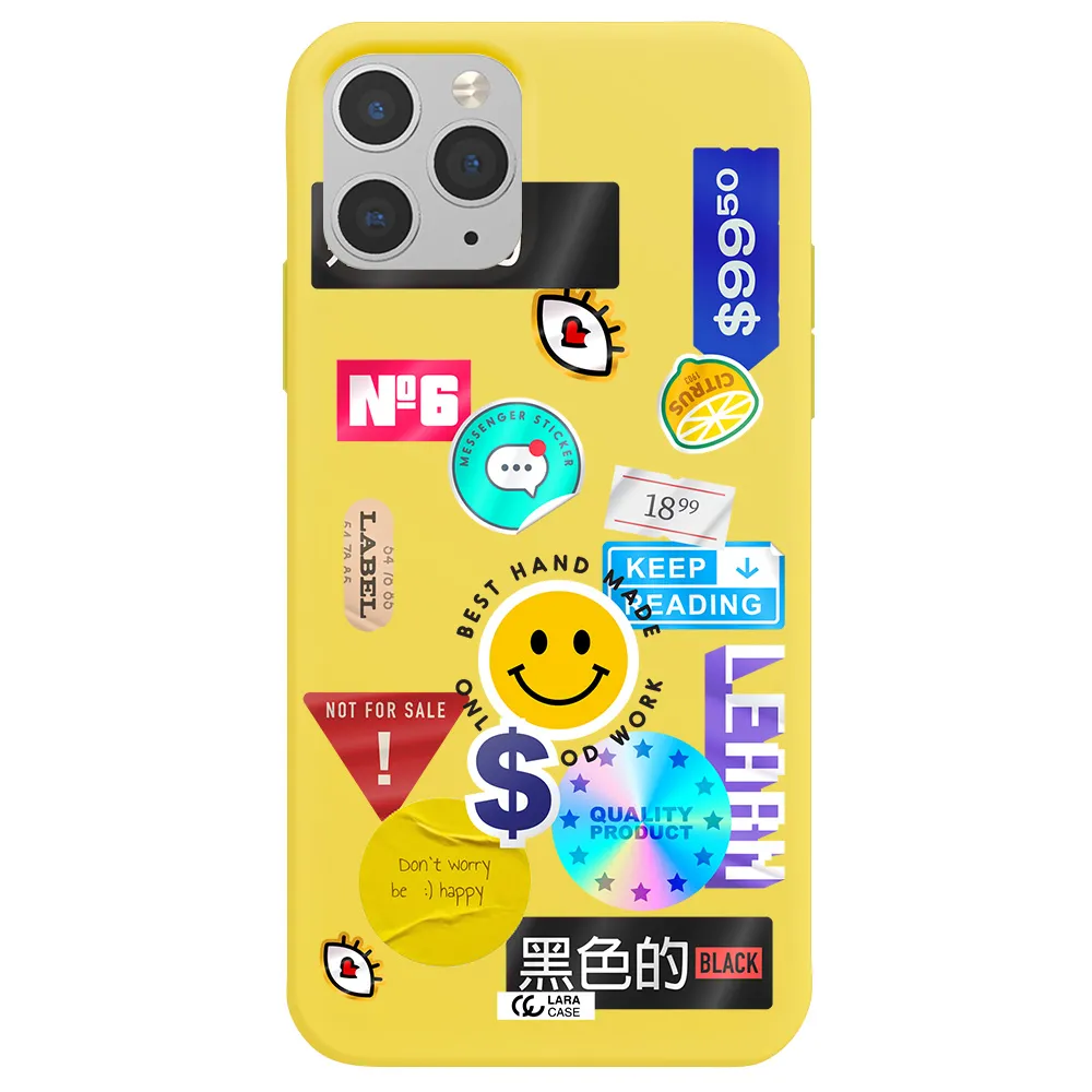 Happy Stıckers Apple iPhone 11 pro Silicone canary yellow Case