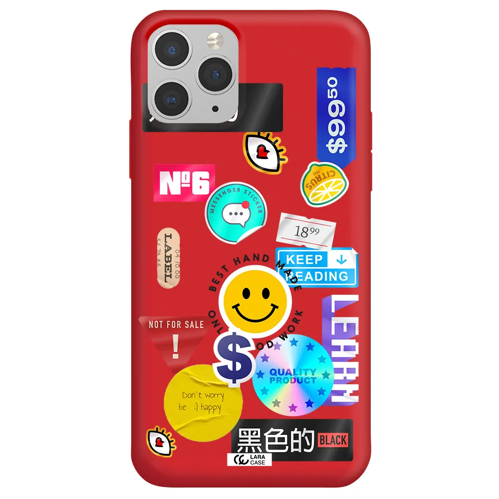 Happy Stıckers Apple iPhone 11 pro Silicone Imperial Red Case