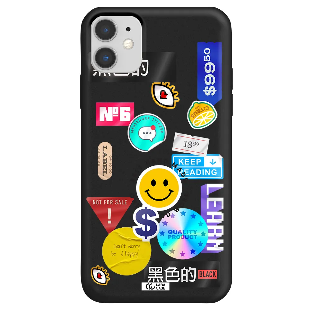 Happy Stıckers Apple iPhone 11 Silicone black Case