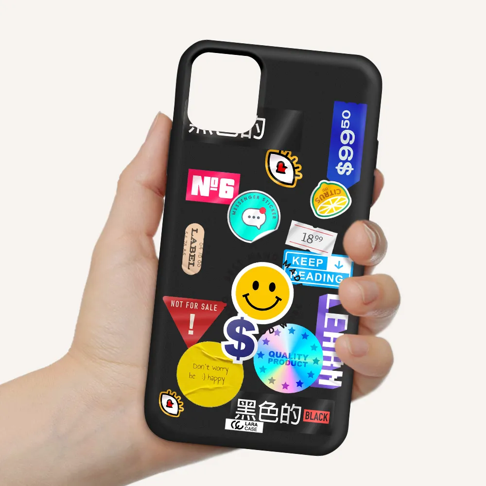 Happy Stıckers Apple iPhone 11 Silicone black Case